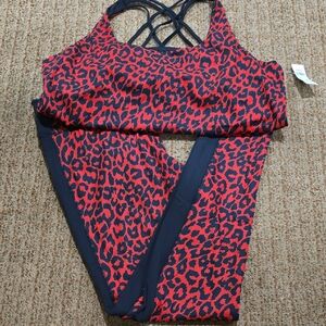 NWT-Red and Black Leopard Print Legging Set